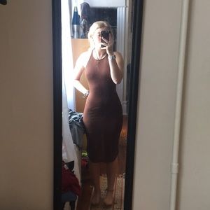 Brown bodycon midi dress